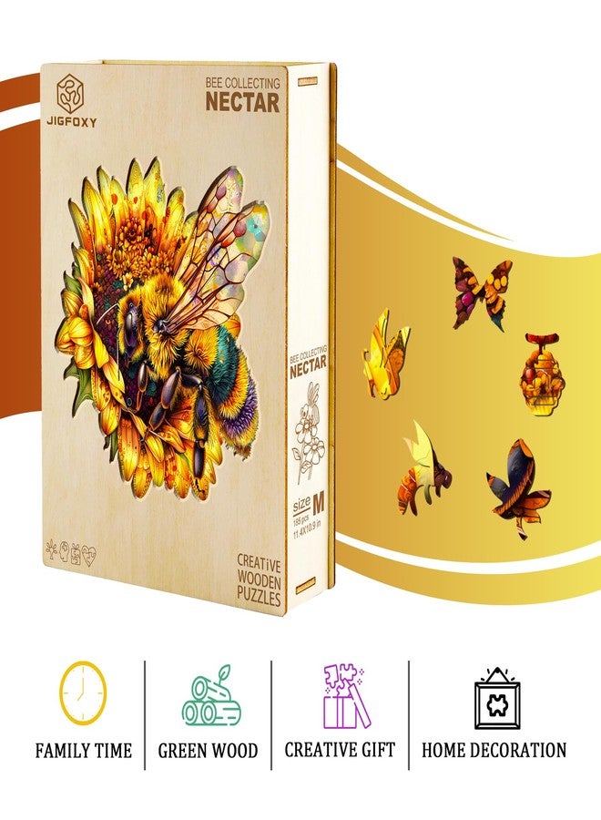 Jigfoxy أحجيات خشبية من جيجفوكسي للكبار، أحجيات خشبية على شكل نحلة للكبار، أحجيات خشبية فريدة على شكل حيوانات، هدايا عيد الميلاد وعيد الشكر لمحبي الأحجيات والعائلة والأصدقاء (الطول - 13.4 × 12.8 بوصة - 250 قطعة) - Image 4